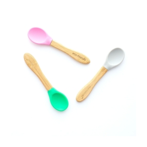 eco rascals Pack of 3 Mixed Colour Spoons-Grey,Pink,Green (NEW)