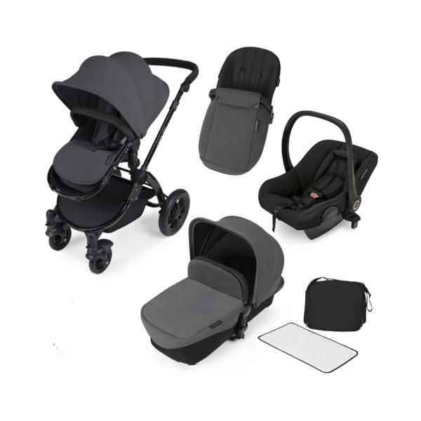 Ickle Bubba Stomp V2 Black Frame 3in1 Travel System-Graphite Gre