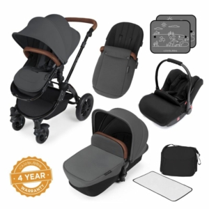 Ickle Bubba Stomp V3 Black Frame 3in1 Travel System-Graphite Gre