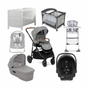 Joie Versatrax 7 Piece Newborn Bundle-Grey Flannel