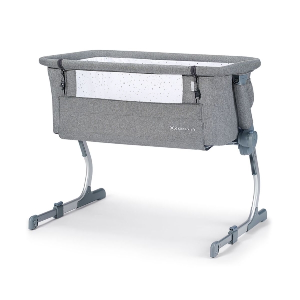 Kinderkraft UNO UP Bedside Travel Cot- Grey Melange