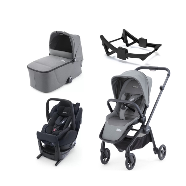 Recaro Sadena Black Frame 3in1 Travel System-Silent Grey Inc Sal