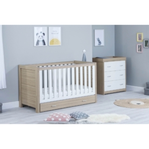 Babymore Luno 2 Piece Furniture Room Set-Oak/White