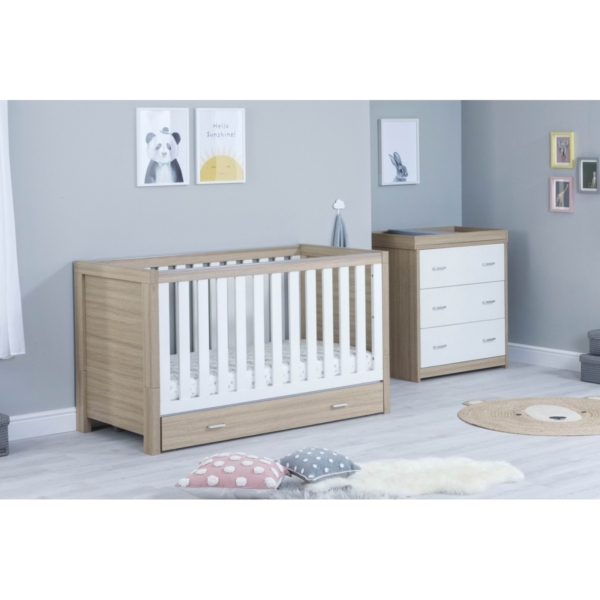 Babymore Luno 2 Piece Furniture Room Set-Oak/White