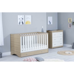 Babymore Veni 2 Piece Furniture Room Set-Oak/White