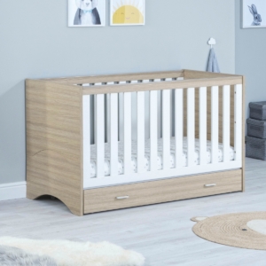 Babymore Veni Cot Bed-Oak/White