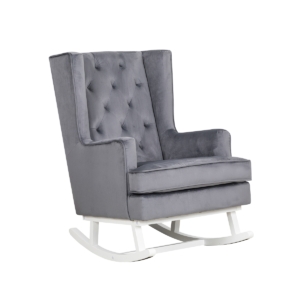 Convertible Nursing Rocking Chair-Midnight Grey/White Legs (NEW)
