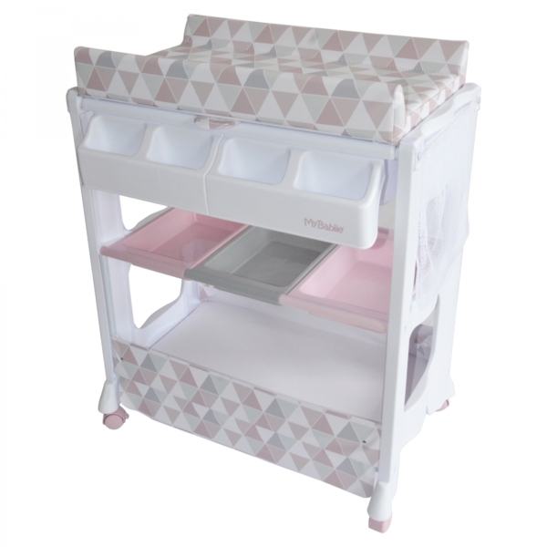 My Babiie Geometric Baby Bath and Changing Unit-Pink (MBCHPG)