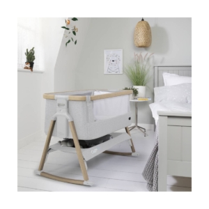 Tutti Bambini CoZee AIR Bedside Crib-Oak/Sterling Silver