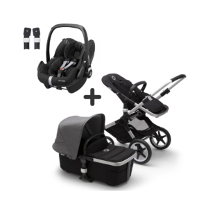 Bugaboo Fox2 & Maxi Cosi Pebble Pro Travel System Bundle-Alumini