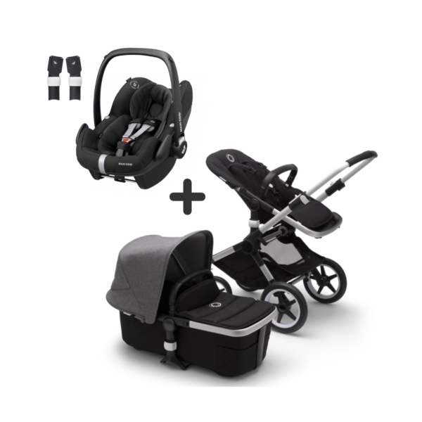 Bugaboo Fox2 & Maxi Cosi Pebble Pro Travel System Bundle-Alumini