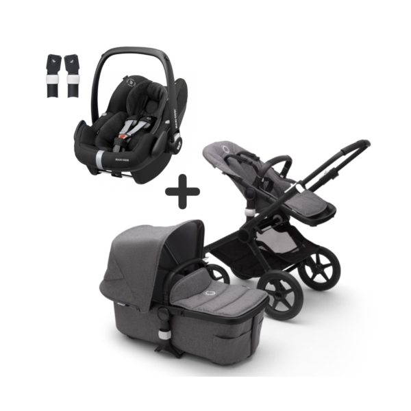 Bugaboo Fox2 & Maxi Cosi Pebble Pro Travel System Bundle-Black/G