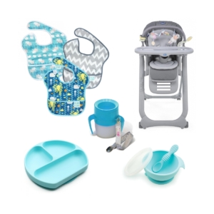 Chicco Polly Magic Relax Complete 8 Piece Mealtime Bundle-Grey/B