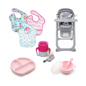 Chicco Polly Magic Relax Complete 8 Piece Mealtime Bundle-Grey/P