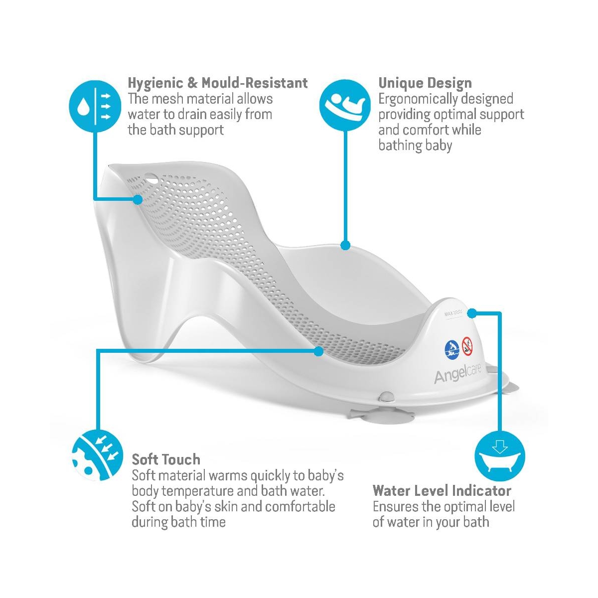 Angelcare Soft Touch Mini Baby Bath Support-Pale Grey (2021)