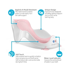 Angelcare Soft Touch Mini Baby Bath Support-Pastel Pink (2021)