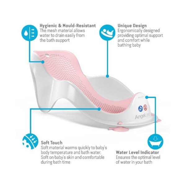 Angelcare Soft Touch Mini Baby Bath Support-Pastel Pink (2021)
