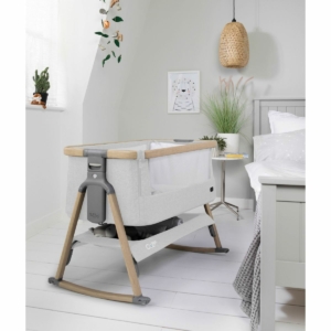 Tutti Bambini CoZee AIR Bedside Crib-Oak/Sterling Silver