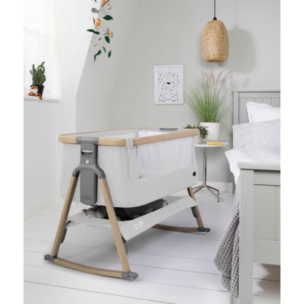 Tutti Bambini CoZee AIR Bedside Crib-Oak/Sterling Silver