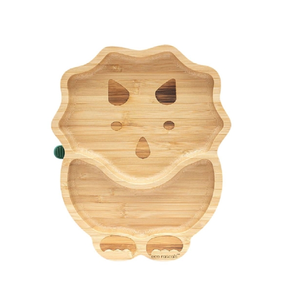 eco rascals Dinosaur Shaped Bamboo Suction Plate-Green (2021)