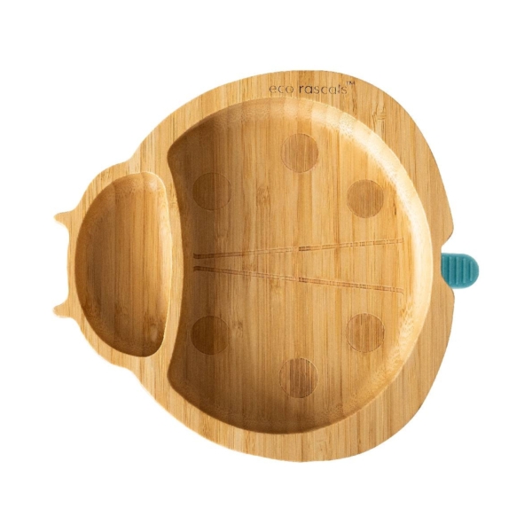 eco rascals Ladybird Shaped Bamboo Plate-Blue (2021)