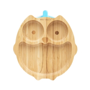 eco rascals Owl Shaped Bamboo Plate-Blue (2021)