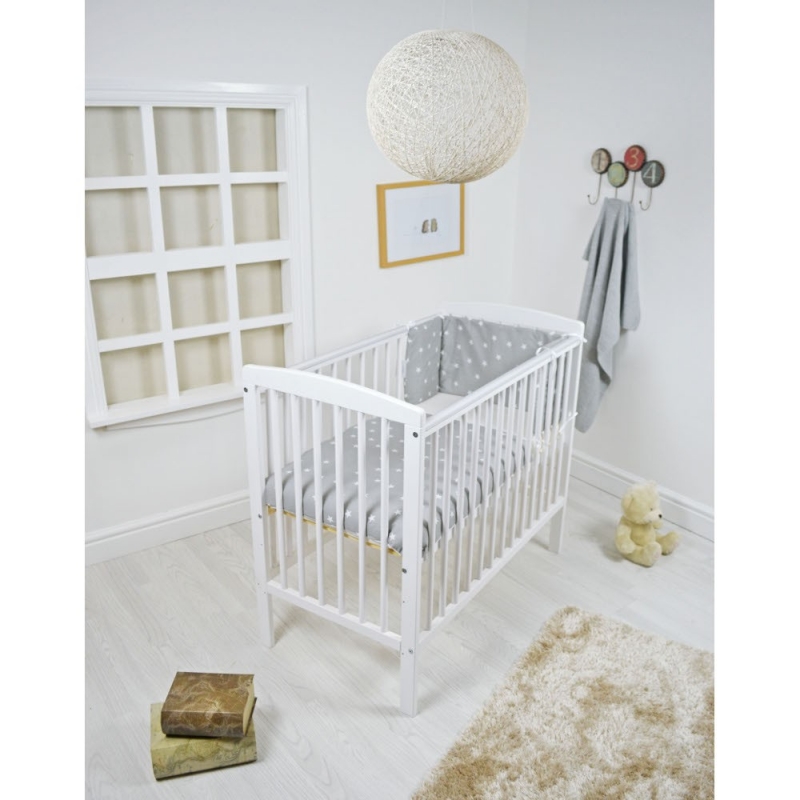 Kiddies Kingdom Spacesaver DROPSIDE Cot-White + FREE MATTRESS!