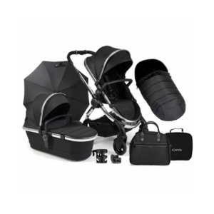 iCandy Peach Chrome Pushchair & Accessories Bundle-Black Twill