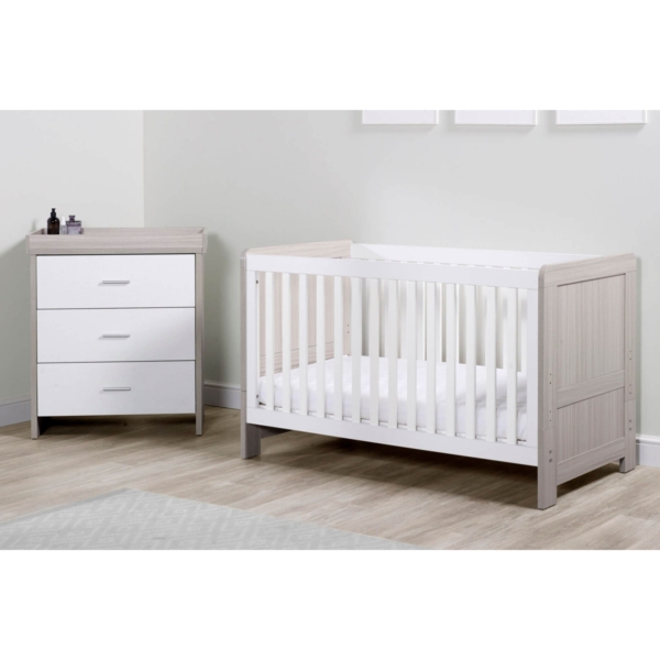 Ickle Bubba Pembrey 2 Piece Furniture Set-Ash Grey & White