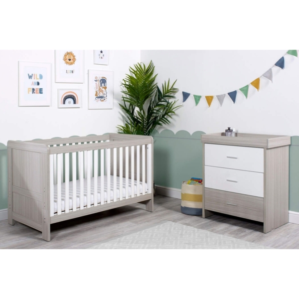 Ickle Bubba Pembrey 2 Piece Furniture Set-Ash Grey & White Trend