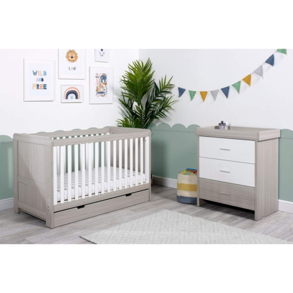 Ickle Bubba Pembrey 2 Piece Furniture Set with Under Drawer-Ash