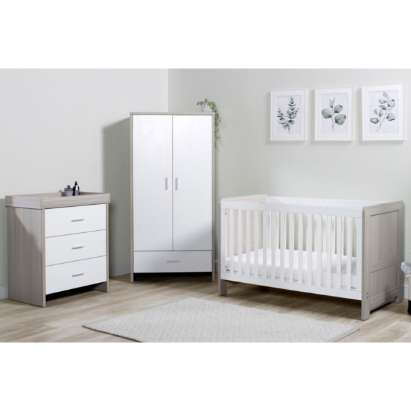 Ickle Bubba Pembrey 3 Piece Furniture Set-Ash Grey & White