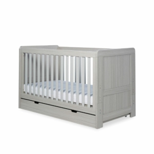 Ickle Bubba Pembrey Cot Bed and Under Drawer-Ash Grey
