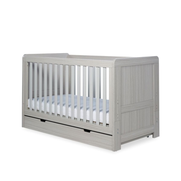 Ickle Bubba Pembrey Cot Bed and Under Drawer-Ash Grey