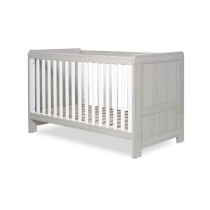 Ickle Bubba Pembrey Cot Bed-Ash Grey & White Trend
