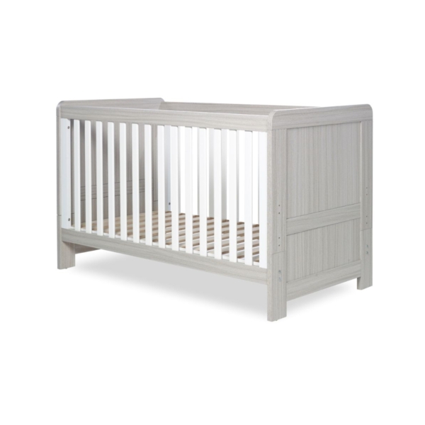 Ickle Bubba Pembrey Cot Bed-Ash Grey & White Trend