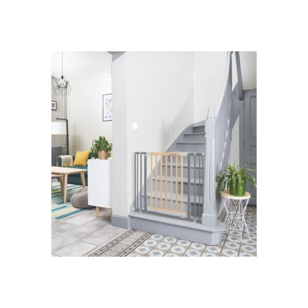 Badabulle Safe & Protect Gate Wood + Metal-Grey