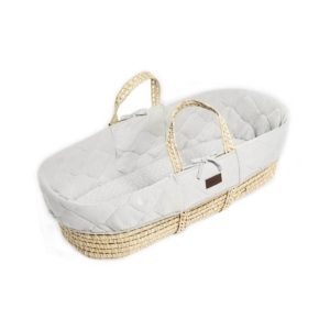 The Little Green Sheep Natural Quilted Moses Basket & Mattress-D