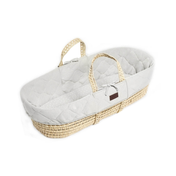 The Little Green Sheep Natural Quilted Moses Basket & Mattress-D