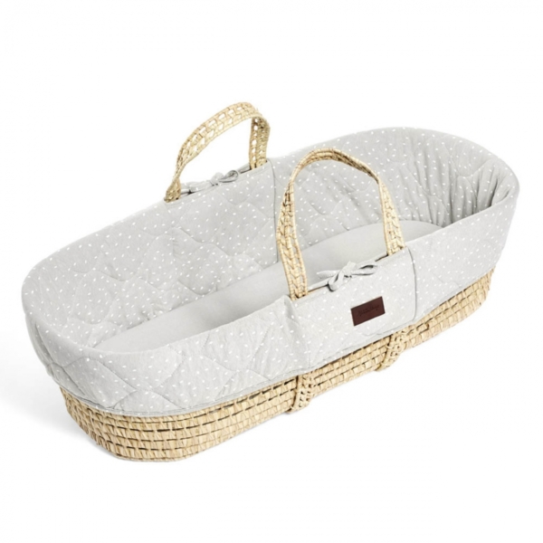 The Little Green Sheep Natural Quilted Moses Basket & Mattress-D