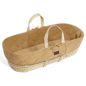 The Little Green Sheep Natural Quilted Moses Basket & Mattress-H