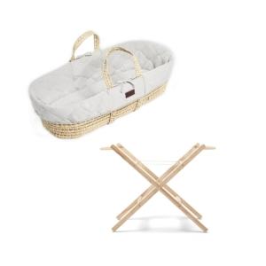 The Little Green Sheep Natural Quilted Moses Basket & Stand Bund
