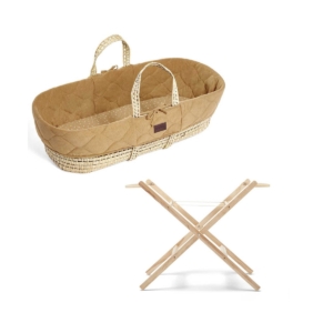 The Little Green Sheep Natural Quilted Moses Basket & Stand Bund