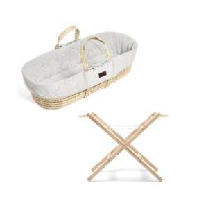 The Little Green Sheep Natural Quilted Moses Basket & Stand Bund