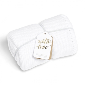 The Little Green Sheep Organic Knitted Cellular Baby Blanket-Whi