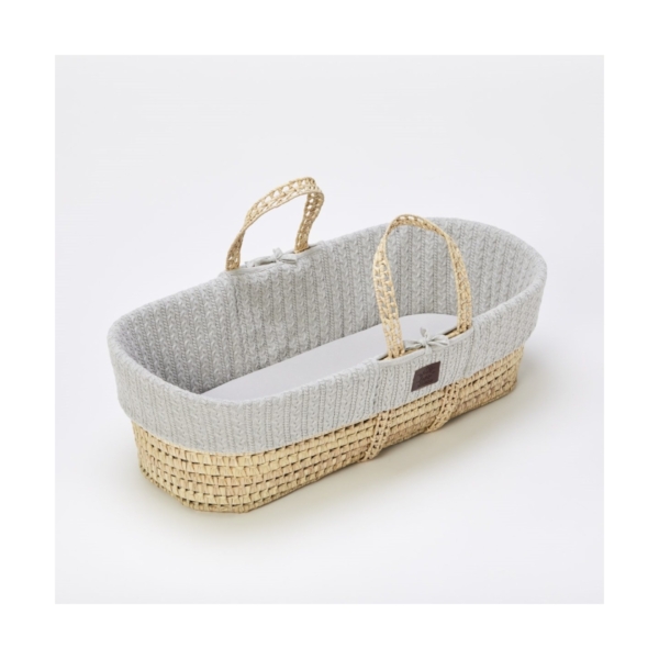 The Little Green Sheep Organic Knitted Moses Basket & Mattress-D