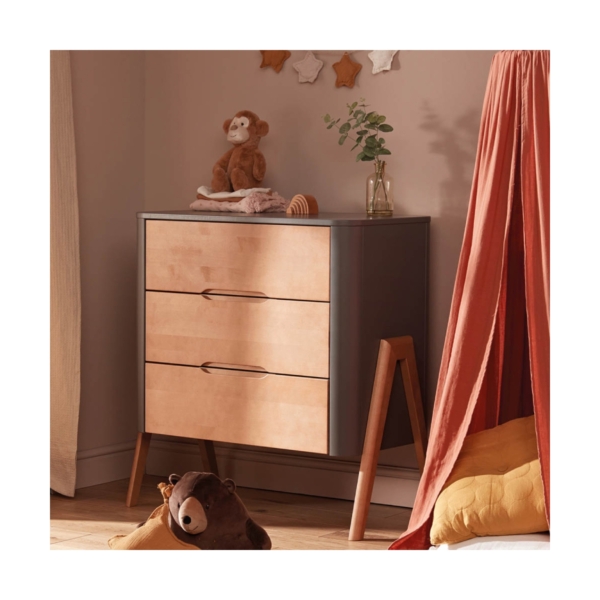 Troll Torsten 3 Drawer Dresser-Grey/Teak
