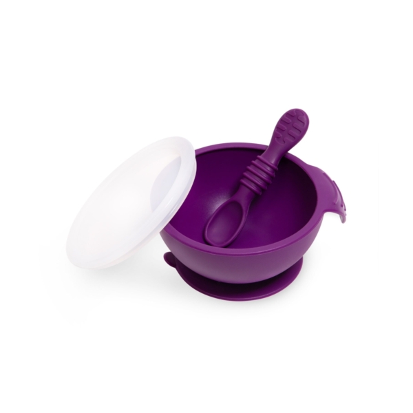 Bumkins First Feeding Set-Bowl with Spoon and Lid Purple