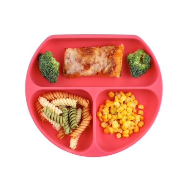 Bumkins Silicone Grip Dish-Red