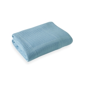 Clair De Lune Soft Cotton Cellular Cot Blanket-Blue